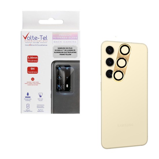 VOLTE-TEL CAMERA GLASS COVER SAMSUNG S24 PLUS 5G S926 6.7" 9H 0.30MM 3D ALUMINIUM-ELECTROPLATING FRAME YELLOW