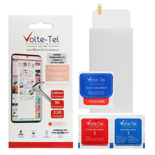 VOLTE-TEL TEMPERED GLASS XIAOMI REDMI NOTE 13 4G 6.67in 9H 0.30mm 2.5D FULL GLUE