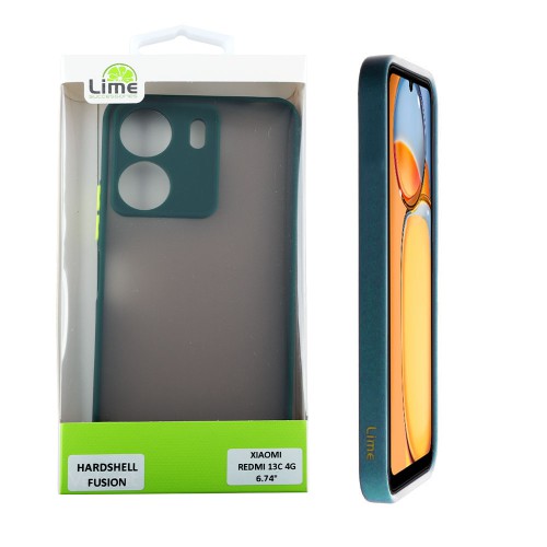 LIME ΘΗΚΗ XIAOMI REDMI 13C 4G 6.74" HARDSHELL FUSION FULL CAMERA PROTECTION GREEN WITH YELLOW KEYS