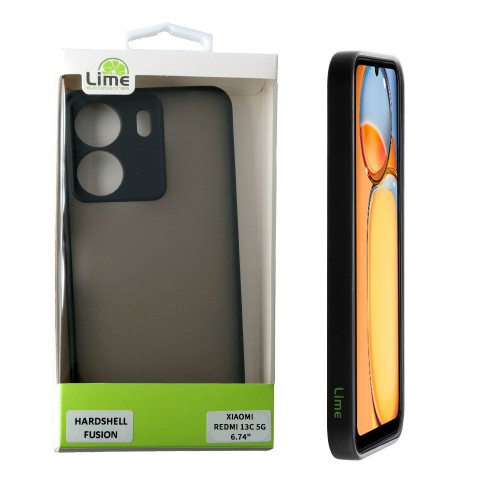 LIME ΘΗΚΗ XIAOMI REDMI 13C 5G 6.74" HARDSHELL FUSION FULL CAMERA PROTECTION BLACK WITH RED KEYS