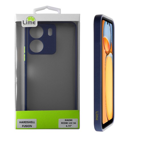 LIME ΘΗΚΗ XIAOMI REDMI 13C 5G 6.74" HARDSHELL FUSION FULL CAMERA PROTECTION BLUE WITH YELLOW KEYS