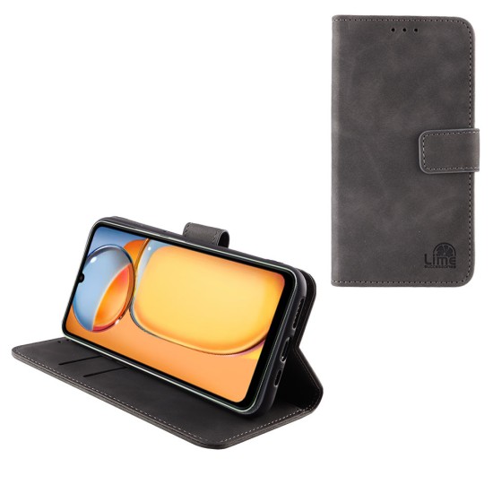 LIME ΘΗΚΗ XIAOMI REDMI 13C 4G/5G 6.74" ESSENTIAL MAGNET BOOK STAND CLIP GREY