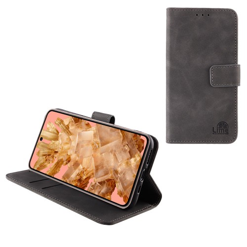 LIME ΘΗΚΗ GOOGLE PIXEL 8 5G 6.2" ESSENTIAL MAGNET BOOK STAND CLIP GREY