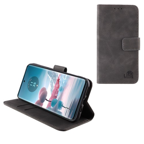 LIME ΘΗΚΗ MOTOROLA MOTO EDGE 40 NEO 5G 6.55" ESSENTIAL MAGNET BOOK STAND CLIP GREY