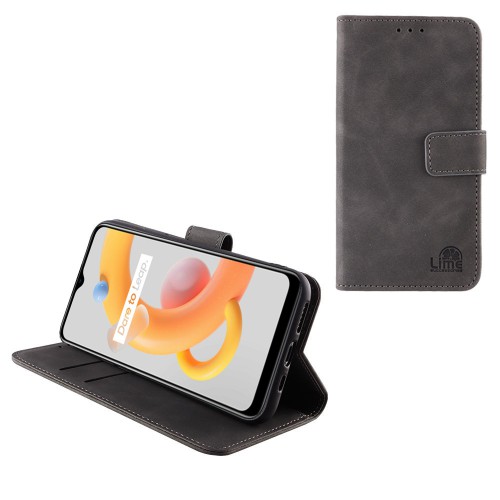 LIME ΘΗΚΗ REALME C11 2021 6.52" ESSENTIAL MAGNET BOOK STAND CLIP GREY