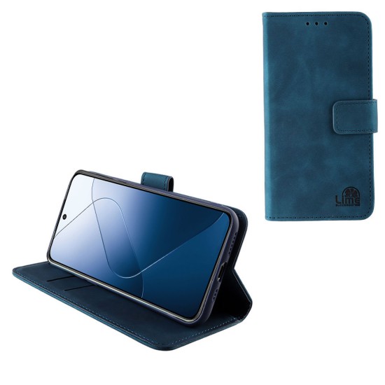 LIME ΘΗΚΗ XIAOMI 14 5G 6.36" ESSENTIAL MAGNET BOOK STAND CLIP DARK BLUE