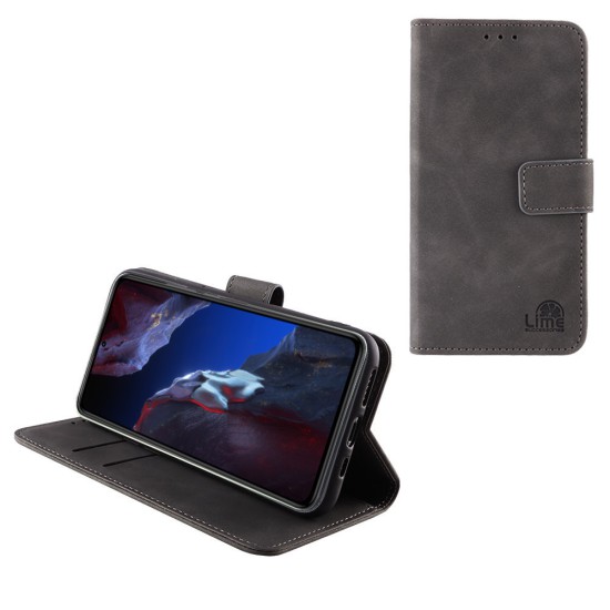 LIME ΘΗΚΗ XIAOMI POCO F5 PRO 5G 6.67" ESSENTIAL MAGNET BOOK STAND CLIP GREY