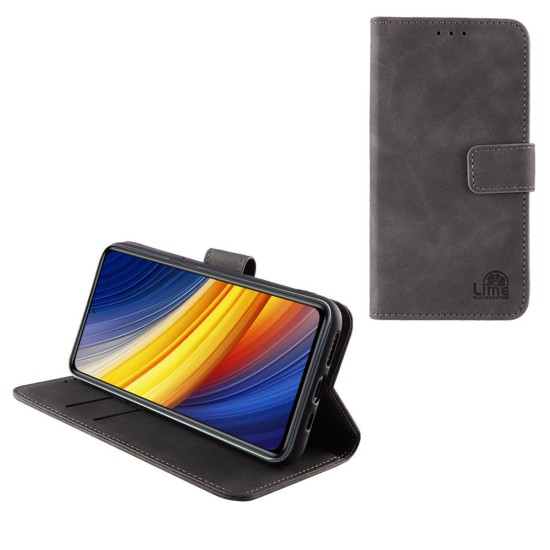 LIME ESSENTIAL ΘΗΚΗ XIAOMI POCO X3/POCO X3 PRO 6.67in MAGNET BOOK STAND CLIP GREY