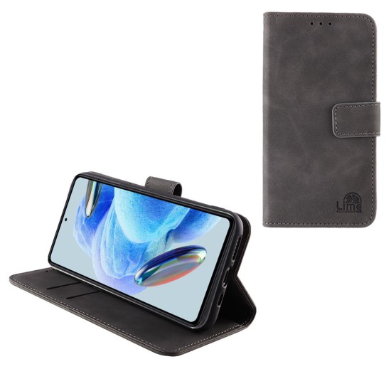 LIME ΘΗΚΗ XIAOMI REDMI NOTE 12 PRO 4G 6.67" ESSENTIAL MAGNET BOOK STAND CLIP GREY