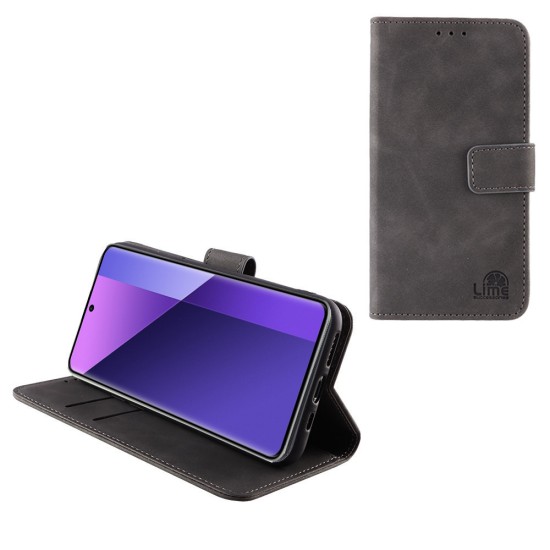 LIME ΘΗΚΗ XIAOMI REDMI NOTE 13 PRO PLUS 5G 6.67" ESSENTIAL MAGNET BOOK STAND CLIP GREY