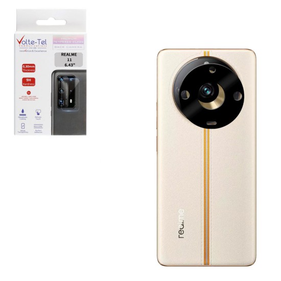 VOLTE-TEL TEMPERED GLASS REALME 11 6.43" 9H 0.25mm 3D CURVED FOR CAMERA BLACK