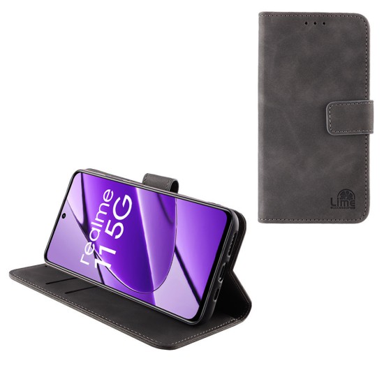 LIME ΘΗΚΗ REALME C67 5G/REALME 11 5G 6.72" ESSENTIAL MAGNET BOOK STAND CLIP GREY