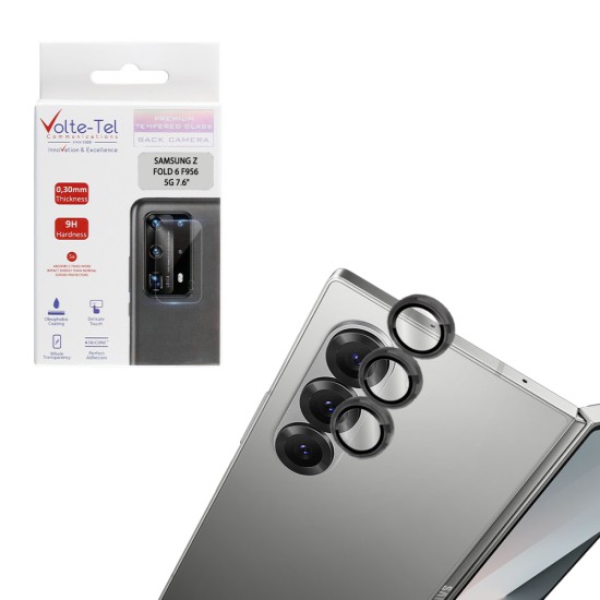 VOLTE-TEL CAMERA GLASS COVER SAMSUNG Z FOLD 6 F956 5G 7.6in 9H 0.30MM EASY APPLICATION BLACK