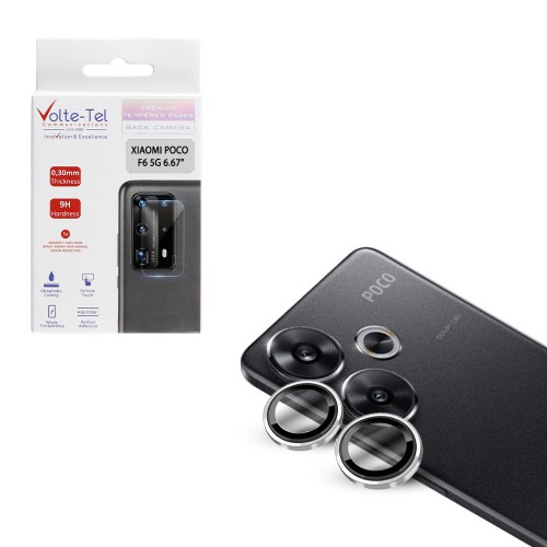 VOLTE-TEL CAMERA GLASS COVER XIAOMI POCO F6 5G 6.67in 9H 0.30MM EASY APPLICATION SILVER