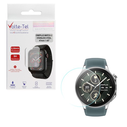 VOLTE-TEL TEMPERED GLASS ONEPLUS WATCH 2 STAINLESS STEEL 47mm 1.43in 9H 0.30mm 2.5D FULL GLUE FULL COVER