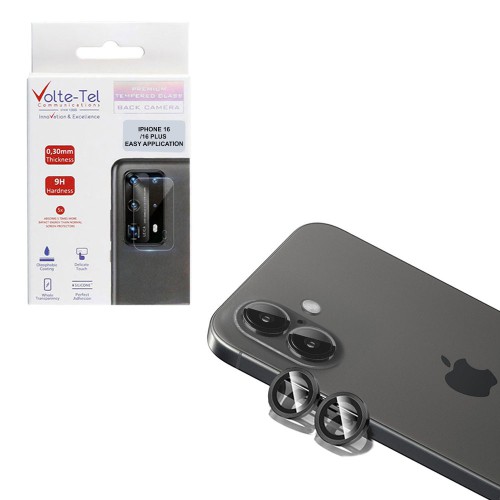 VOLTE-TEL CAMERA GLASS COVER IPHONE 16 / 16 PLUS 9H 0.30MM EASY APPLICATION BLACK