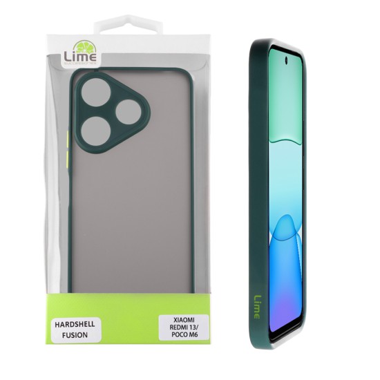 LIME ΘΗΚΗ XIAOMI REDMI 13/POCO M6 4G 6,79" HARDSHELL FUSION FULL CAMERA PROTECTION GREEN WITH YELLOW KEYS