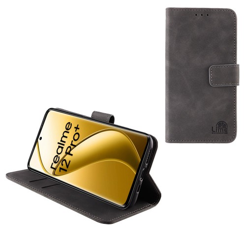 LIME ΘΗΚΗ REALME 12 PRO 5G/REALME 12 PRO PLUS 5G 6.7" ESSENTIAL MAGNET BOOK STAND CLIP GREY