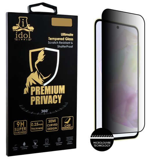 IDOL 1991 TEMPERED GLASS SAMSUNG A36 5G 6.7" 9H 0.25mm PREMIUM PRIVACY ANTISPY SEMI CURVED FULL GLUE BLACK