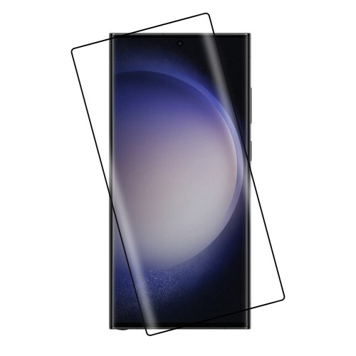 IDOL 1991 GLAMOUR TEMPERED GLASS SAMSUNG S23 ULTRA 5G S918 6.8in 9H 0.30mm FULL COVER 3D EDGE GLUE FINGER UNLOCK BLACK