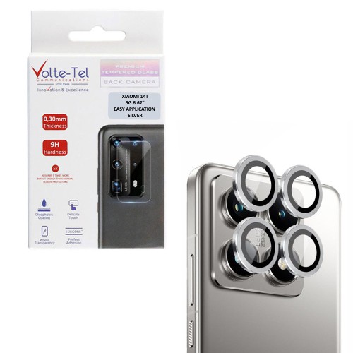 VOLTE-TEL CAMERA GLASS COVER XIAOMI 14T 5G 6.67in 9H 0.33MM EASY APPLICATION SILVER