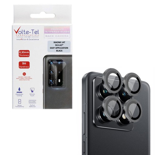 VOLTE-TEL CAMERA GLASS COVER XIAOMI 14T 5G 6.67in 9H 0.33MM EASY APPLICATION BLACK