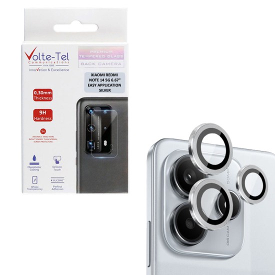 VOLTE-TEL CAMERA GLASS COVER XIAOMI REDMI NOTE 14 5G 6.67in 9H 0.33MM EASY APPLICATION SILVER