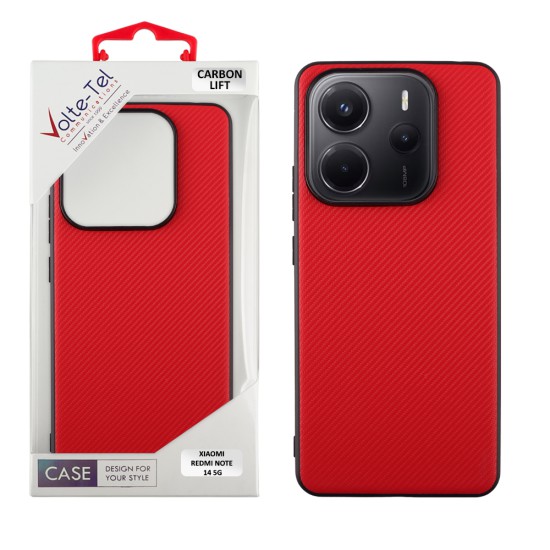 VOLTE-TEL ΘΗΚΗ XIAOMI REDMI NOTE 14 5G 6.67" CARBON LIFT CAMERA GUARD RED
