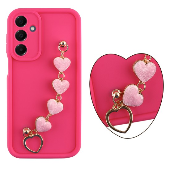 VOLTE-TEL SILICON TPU WITH STRAP ΘΗΚΗ SAMSUNG A16 4G A165/A16 5G A166 6.7in  FULL CAMERA PROTECTION PINK WITH PINK HEARTS