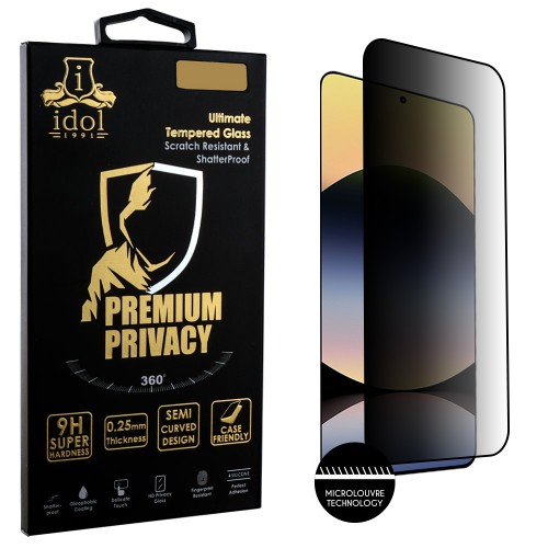 IDOL 1991 PREMIUM PRIVACY ANTISPY TEMPERED GLASS XIAOMI REDMI NOTE 14 4G 6.67in 9H 0.25mm SEMI CURVED FULL GLUE BLACK