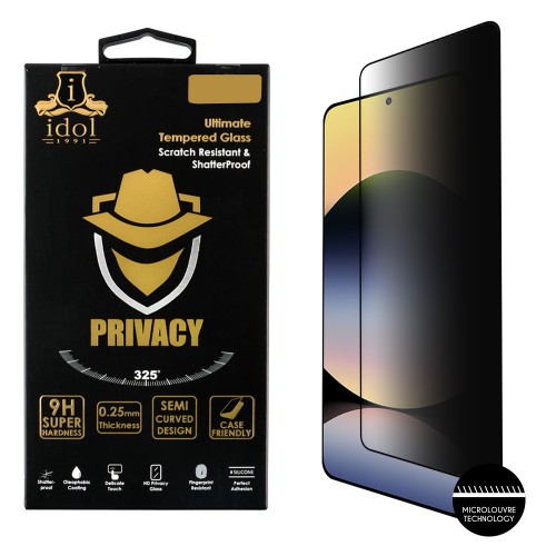 IDOL 1991 PRIVACY ANTISPY TEMPERED GLASS XIAOMI REDMI NOTE 14 4G 6.67in 9H 0.25mm SEMI CURVED FULL GLUE BLACK
