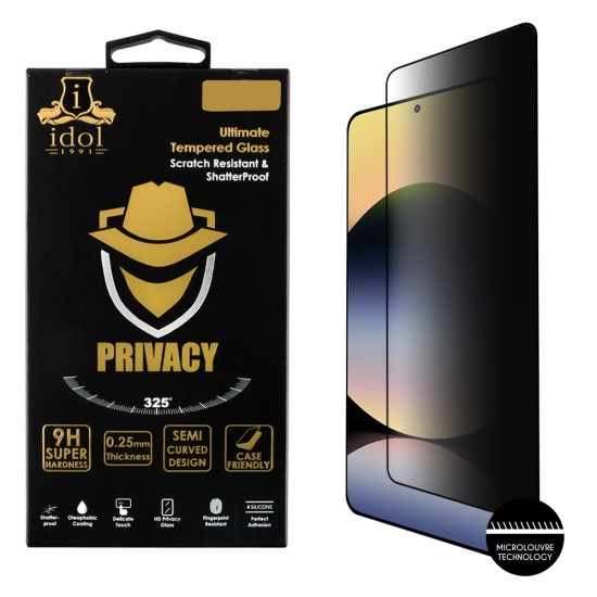 IDOL 1991 PRIVACY ANTISPY TEMPERED GLASS XIAOMI REDMI NOTE 14 4G 6.67in 9H 0.25mm SEMI CURVED FULL GLUE BLACK