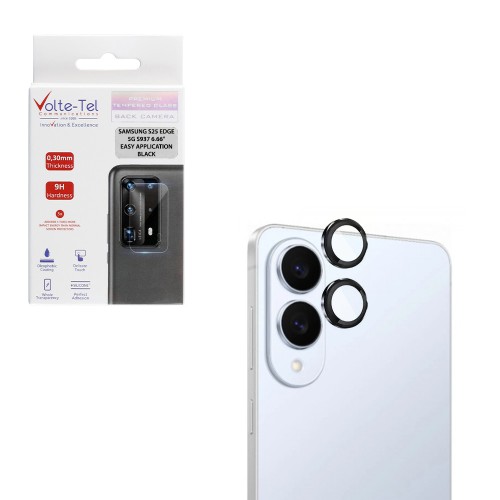 VOLTE-TEL CAMERA GLASS COVER SAMSUNG S25 EDGE 5G S937 6.66" 9H 0.30MM EASY APPLICATION BLACK