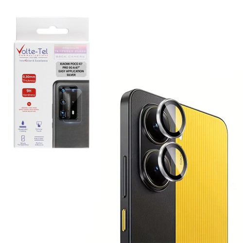 VOLTE-TEL CAMERA GLASS COVER XIAOMI POCO X7 PRO 5G 6.67in 9H 0.33MM EASY APPLICATION SILVER