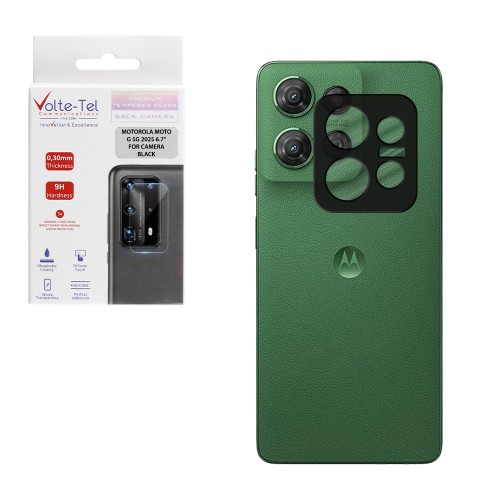 VOLTE-TEL TEMPERED GLASS MOTOROLA MOTO G 5G 2025 6.7" 9H 0.25mm 3D CURVED FOR CAMERA BLACK