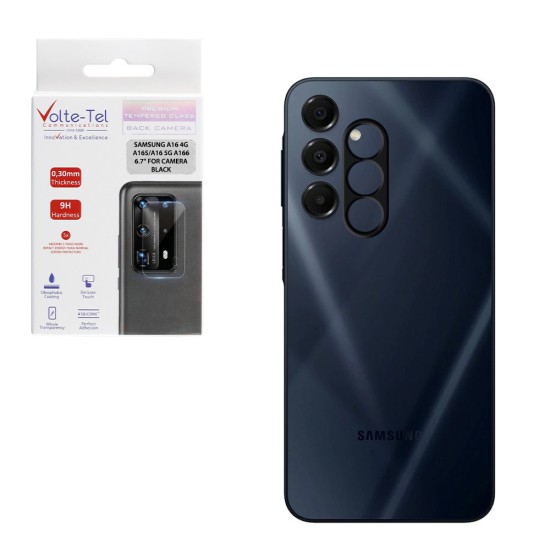 VOLTE-TEL TEMPERED GLASS SAMSUNG A16 4G A165/A16 5G A166 6.7" 9H 0.25mm 3D CURVED FOR CAMERA BLACK