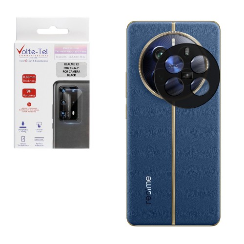VOLTE-TEL TEMPERED GLASS REALME 12 PRO 5G 6.7" 9H 0.25mm 3D CURVED FOR CAMERA BLACK
