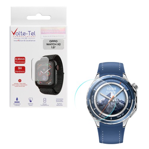 VOLTE-TEL TEMPERED GLASS OPPO WATCH X2 1.5" 9H 0.30mm 2.5D FULL GLUE FULL COVER