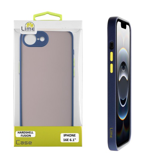 LIME ΘΗΚΗ IPHONE 16E 6.1" HARDSHELL FUSION FULL CAMERA PROTECTION BLUE WITH YELLOW KEYS