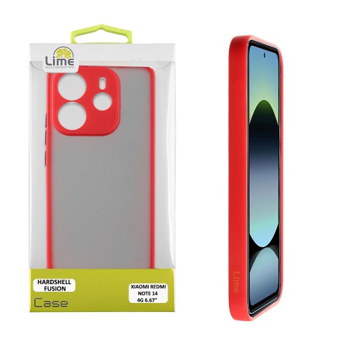 LIME ΘΗΚΗ XIAOMI REDMI NOTE 14 4G 6.67" HARDSHELL FUSION FULL CAMERA PROTECTION RED WITH BLACK KEYS