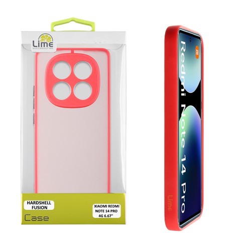 LIME ΘΗΚΗ XIAOMI REDMI NOTE 14 PRO 4G 6.67" HARDSHELL FUSION FULL CAMERA PROTECTION RED WITH BLACK KEYS