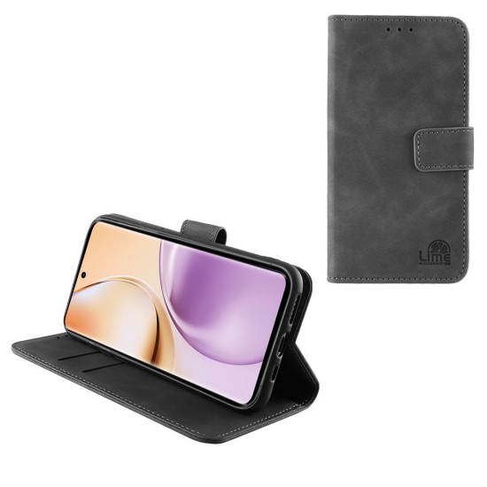 LIME ESSENTIAL ΘΗΚΗ REALME 14 PRO 5G 6.77in  MAGNET BOOK STAND CLIP GREY