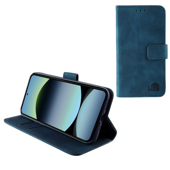 LIME ΘΗΚΗ XIAOMI REDMI NOTE 14 4G 6.67" ESSENTIAL MAGNET BOOK STAND CLIP DARK BLUE