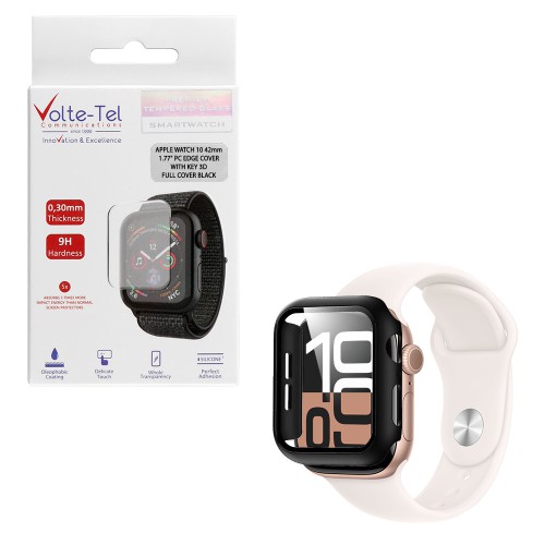 VOLTE-TEL TEMPERED GLASS APPLE WATCH 10 46mm 1.96" 9H 0.30mm 3D EDGE 1.96" 0.30mm FULL GLUE FULL COVER BLACK