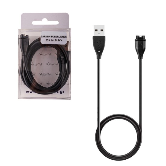 VOLTE-TEL ΚΑΛΩΔΙΟ ΦΟΡΤΙΣΗΣ USB ΓΙΑ GARMIN FORERUNNER 55/165/255/265 1m BLACK