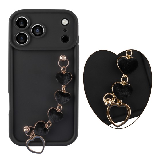 VOLTE-TEL SILICON TPU WITH STRAP ΘΗΚΗ IPHONE 17 PRO MAX 6.9in  FULL CAMERA PROTECTION BLACK WITH BLACK HEARTS