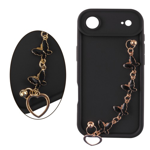 VOLTE-TEL SILICON TPU WITH STRAP ΘΗΚΗ IPHONE 17 AIR 6.5in  FULL CAMERA PROTECTION BLACK WITH BLACK BUTTERFLIES