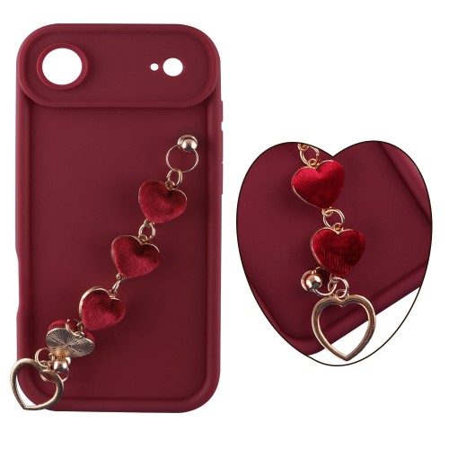 VOLTE-TEL SILICON TPU WITH STRAP ΘΗΚΗ IPHONE 17 AIR 6.5in  FULL CAMERA PROTECTION BURGUNDY WITH RED HEARTS