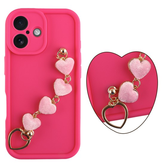 VOLTE-TEL SILICON TPU WITH STRAP ΘΗΚΗ IPHONE 17 6.3in  FULL CAMERA PROTECTION PINK WITH PINK HEARTS