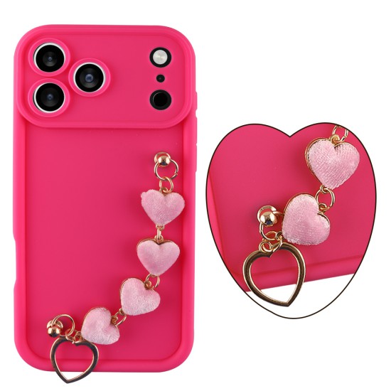 VOLTE-TEL SILICON TPU WITH STRAP ΘΗΚΗ IPHONE 17 PRO 6.3in  FULL CAMERA PROTECTION PINK WITH PINK HEARTS